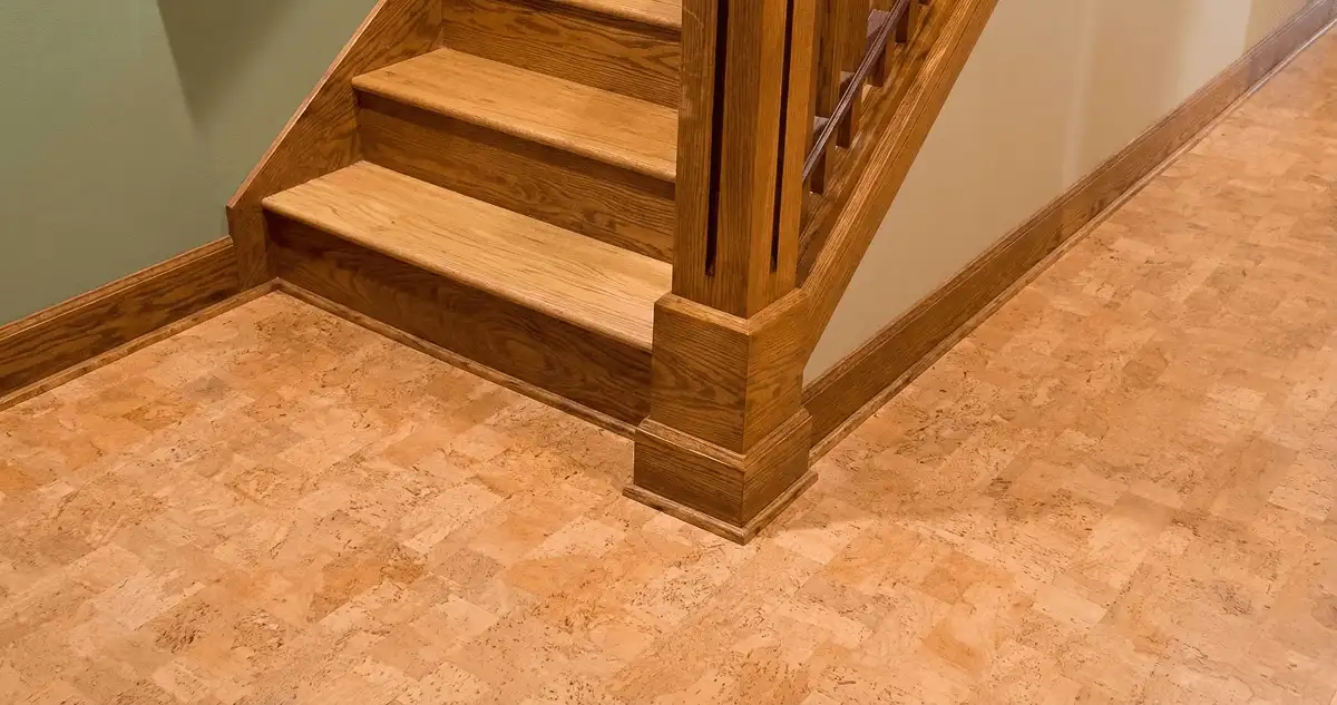 End of a staircase with cork flooring in Scottsdale, AZ