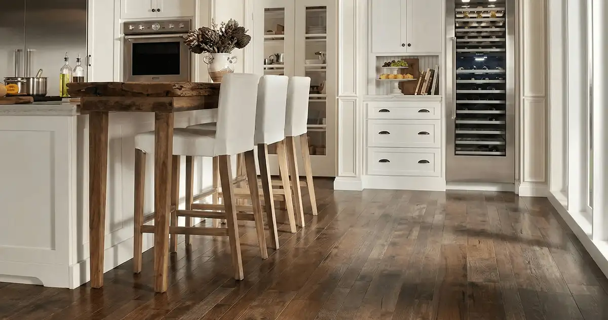 Professionally installed and refinished hardwood flooring in a residential home, showcasing smooth finish and natural wood tones in Scottsdale, AZ